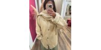 Gilet long beige avec écharpe