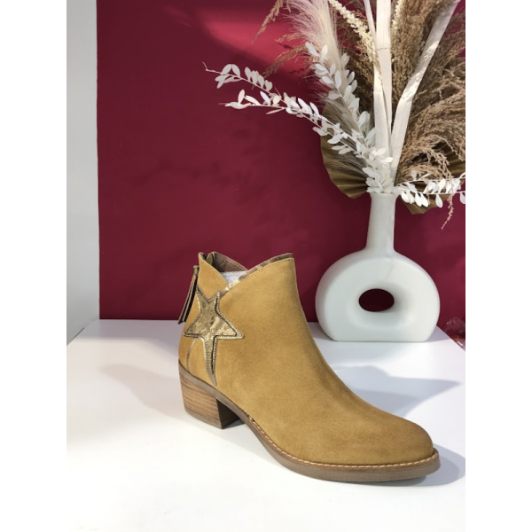 Bottines camel en cuir Ange MKD