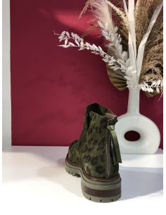 Bottines vertes léopard Hamilo MKD.