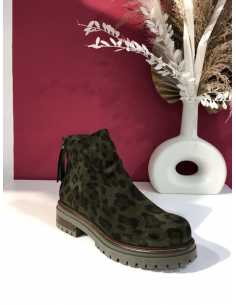 Bottines vertes léopard Hamilo MKD.